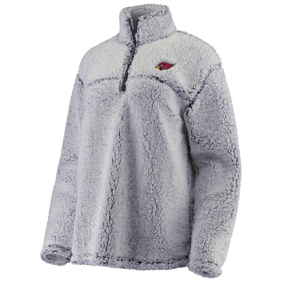 Shop G-iii 4her By Carl Banks Gray Arizona Cardinals Sherpa Quarter-zip Pullover Jacket