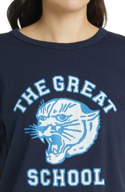 Shop The Great The Boxy Bobcat Graphic T-shirt In True Navy