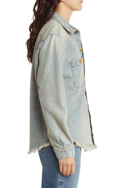 Shop The Great The Venture Fray Denim Shirt Jacket In Kentucky Wash