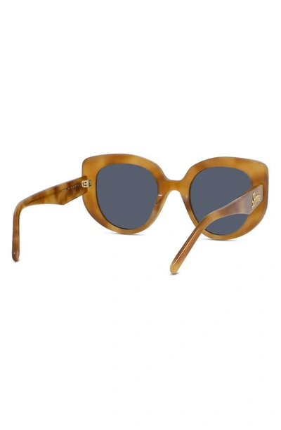 Shop Loewe Curvy 49mm Small Butterfly Sunglasses In Blonde Havana / Blue