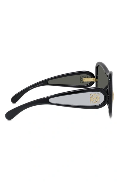 Shop Loewe Anagram 144mm Mirrored Mask Sunglasses In Shiny Black / Smoke Mirror