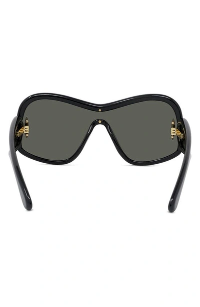Loewe Anagram 144mm Mirrored Mask Sunglasses In Shiny Black / Smoke Mirror