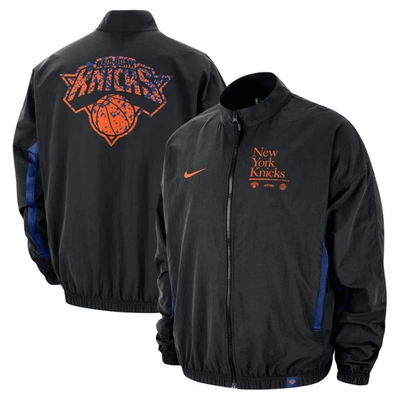 Shop Nike Black New York Knicks Courtside Vintage Warmup Full-zip Jacket