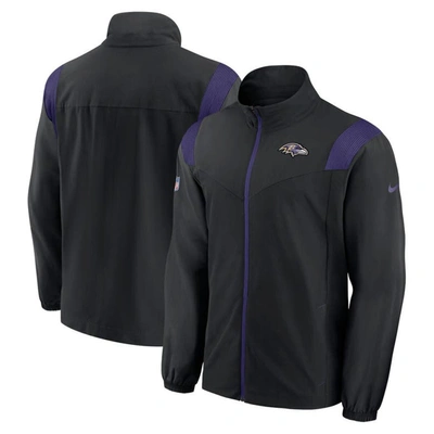 Shop Nike Black/purple Baltimore Ravens Sideline Woven Logo Full-zip Jacket