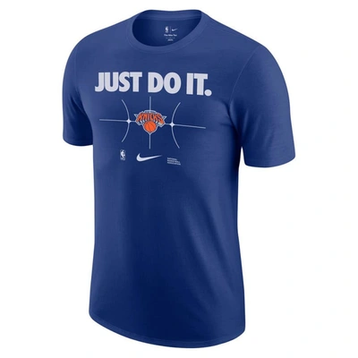 Shop Nike Blue New York Knicks Just Do It T-shirt