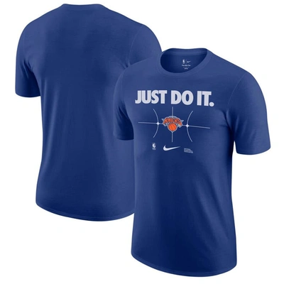 Shop Nike Blue New York Knicks Just Do It T-shirt