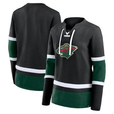 Shop Fanatics Branded  Black/green Minnesota Wild Top Speed Lace-up Pullover Sweatshirt