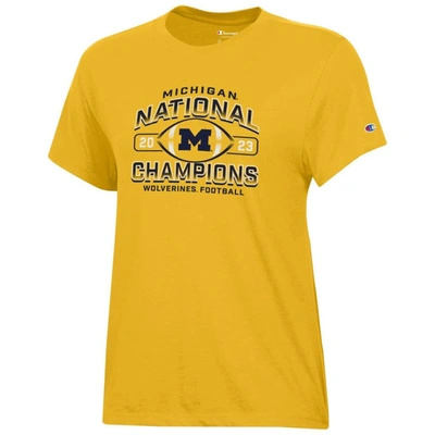 Shop Champion Maize Michigan Wolverines College Football Playoff 2023 National S T-shirt