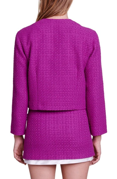 Maje Button-fastening Tweed Jacket In Fuchsia Pink