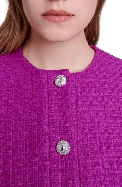 Shop Maje Vienna Tweed Crop Blazer In Fuchsia Pink