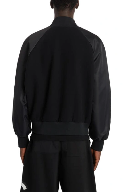 Shop Dolce & Gabbana Mixed Media Padded Bomber Jacket In Nero