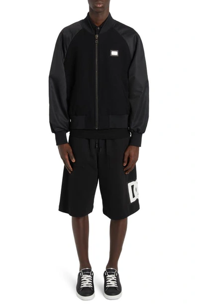 Dolce & Gabbana Bomber Jacket With Logo In Nero