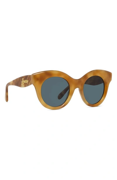 Shop Loewe Curvy 49mm Small Round Sunglasses In Blonde Havana / Blue