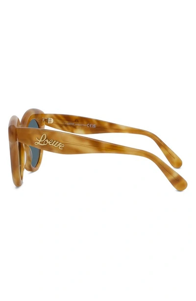 Shop Loewe Curvy 49mm Small Round Sunglasses In Blonde Havana / Blue