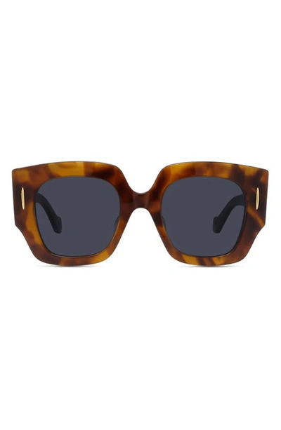 Shop Loewe Anagram 50mm Small Geometric Sunglasses In Blonde Havana / Blue