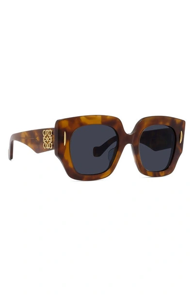 Shop Loewe Anagram 50mm Small Geometric Sunglasses In Blonde Havana / Blue