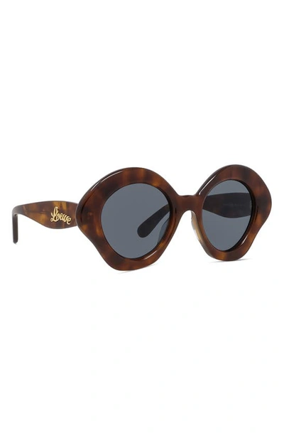 Shop Loewe Curvy 49mm Small Geometric Sunglasses In Blonde Havana / Blue