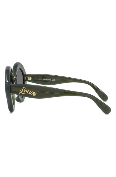 Shop Loewe Curvy 49mm Small Geometric Sunglasses In Shiny Dark Green / Smoke