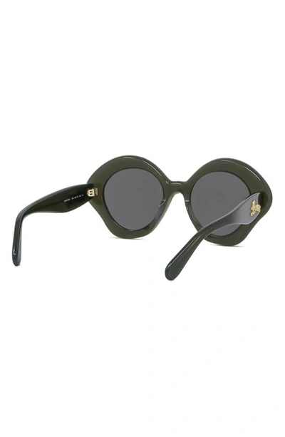 Shop Loewe Curvy 49mm Small Geometric Sunglasses In Shiny Dark Green / Smoke