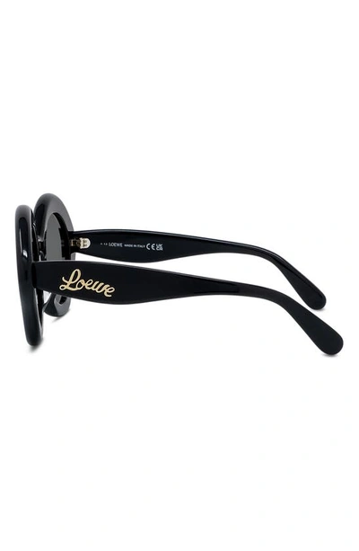 Shop Loewe Curvy 49mm Small Geometric Sunglasses In Shiny Black / Smoke