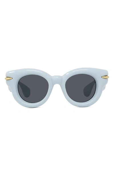 Shop Loewe Inflated Pantos 46mm Small Round Sunglasses In Light Blue/ Other / Smoke