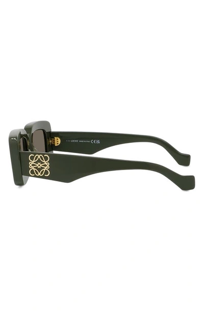 Shop Loewe Anagram 46mm Geometric Sunglasses In Shiny Dark Green / Brown