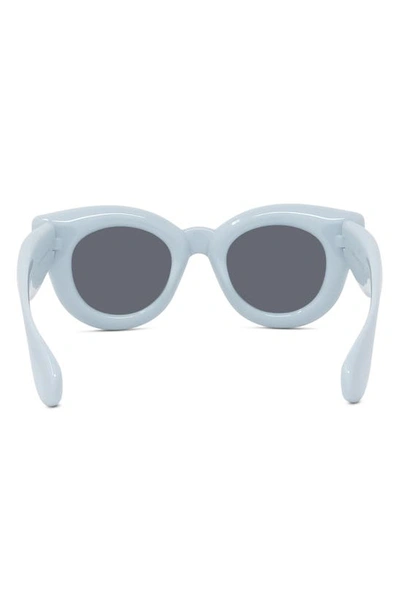 Shop Loewe Inflated Pantos 46mm Small Round Sunglasses In Light Blue/ Other / Smoke