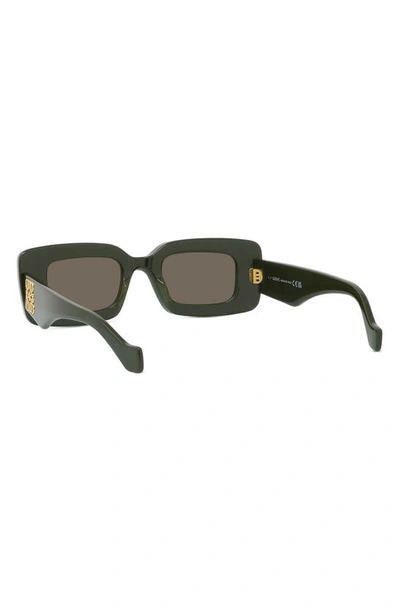 Shop Loewe Anagram 46mm Geometric Sunglasses In Shiny Dark Green / Brown