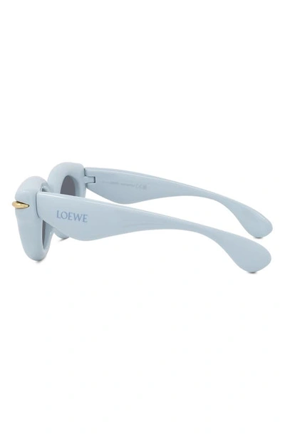 Shop Loewe Inflated Pantos 46mm Small Round Sunglasses In Light Blue/ Other / Smoke