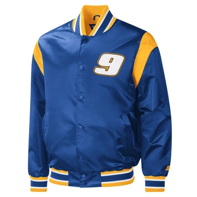Starter Royal Chase Elliott Force Play Full-snap Varsity Jacket In Royal