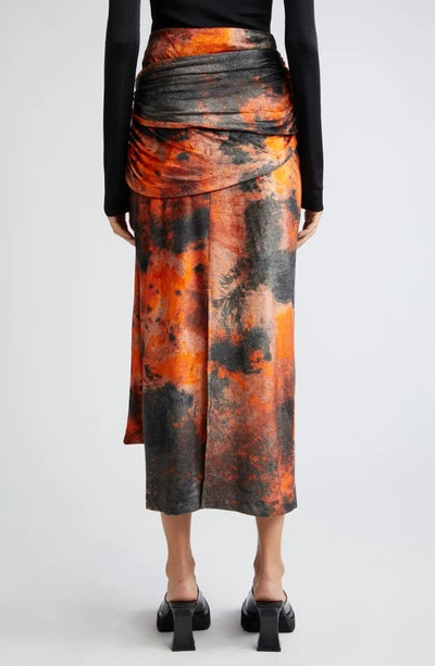 Shop Acne Studios Colorburst Ruched Skirt In Rust Orange