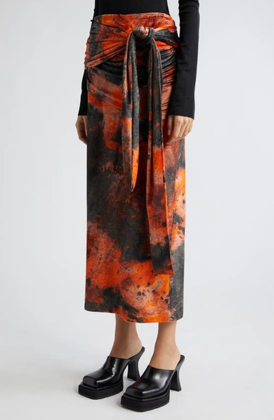 Shop Acne Studios Colorburst Ruched Skirt In Rust Orange