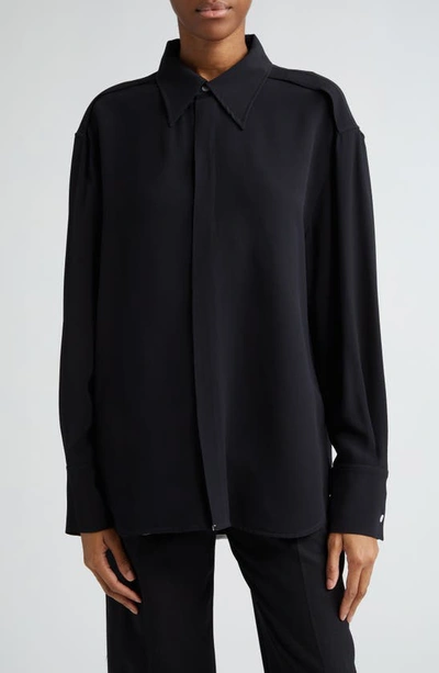 Shop Proenza Schouler Long Sleeve Marocaine Crepe Shirt In Black