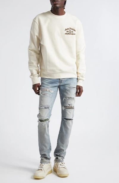 Shop Amiri Motors Embroidered Cotton French Terry Sweatshirt In Alabaster