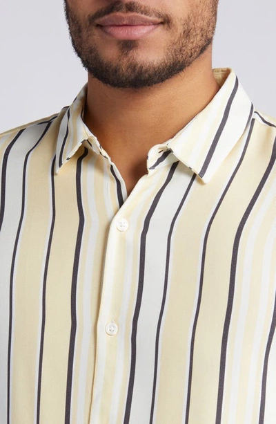 Shop Topman Stripe Short Sleeve Button-up Shirt In Yellow