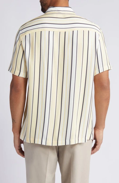 Shop Topman Stripe Short Sleeve Button-up Shirt In Yellow
