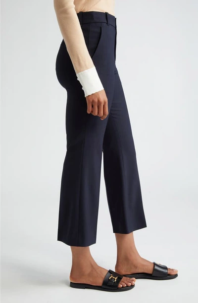 Shop Chloé Stretch Wool Bootcut Ankle Pants In Abyss Blue