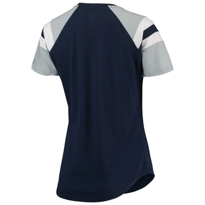 Shop Starter Navy/gray New York Yankees Game On Notch Neck Raglan T-shirt