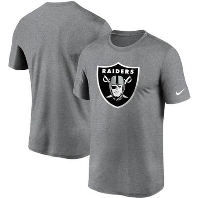 Shop Nike Heathered Charcoal Las Vegas Raiders Logo Essential Legend Performance T-shirt In Heather Charcoal