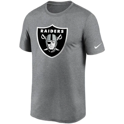 Shop Nike Heathered Charcoal Las Vegas Raiders Logo Essential Legend Performance T-shirt In Heather Charcoal