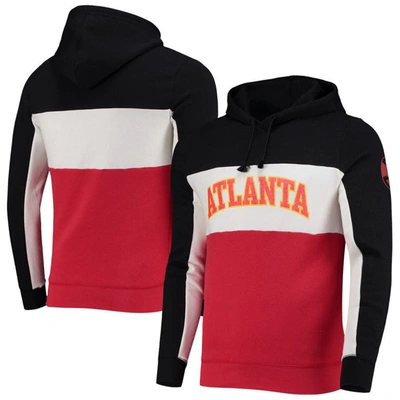 Shop Junk Food Black/white Atlanta Hawks Wordmark Colorblock Fleece Pullover Hoodie