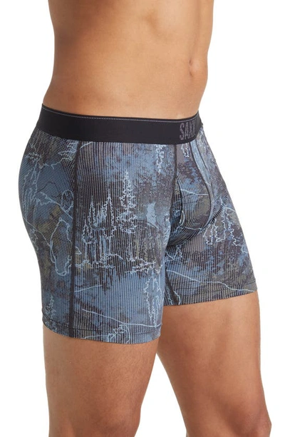 Saxx Quest Quick Dry Mesh Boxer Briefs In Smokey Mountains- Multi