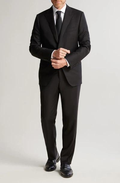 Hickey Freeman Classic B Fit Solid Loro Piana Wool Suit In Black