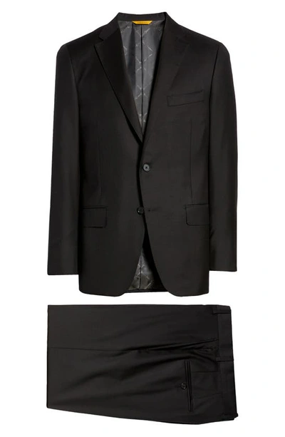 Hickey Freeman Classic B Fit Solid Loro Piana Wool Suit In Black