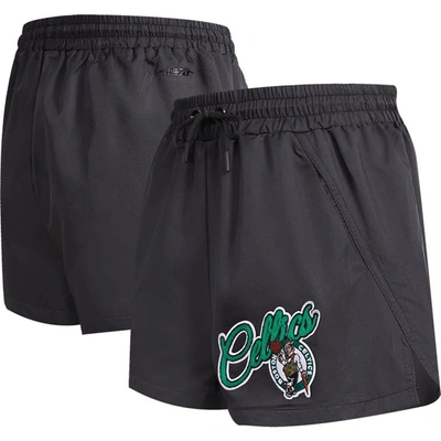 Pro Standard Black Boston Celtics Script Woven Shorts In Black