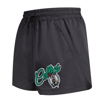 Pro Standard Black Boston Celtics Script Woven Shorts In Black