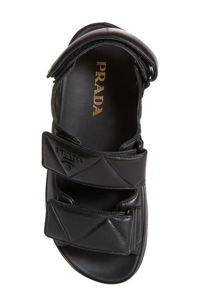 Shop Prada Diagram Double Strap Slide Sandal In Black