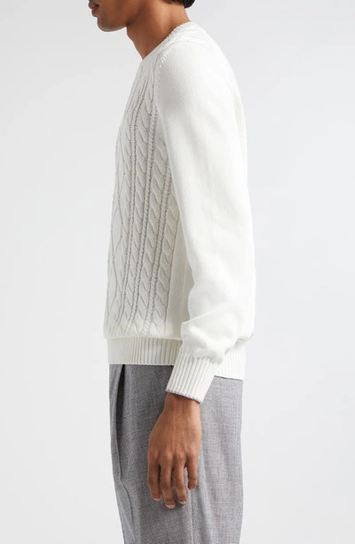 Shop Brunello Cucinelli Marinaio Cotton Cable Sweater In White