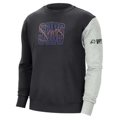 Shop Nike Black/heather Gray Phoenix Suns Courtside Versus Force & Flight Pullover Sweatshirt