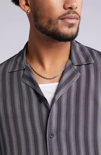 Shop Open Edit Ombré Stripe Button-up Shirt In Black- White Ombre Stripe